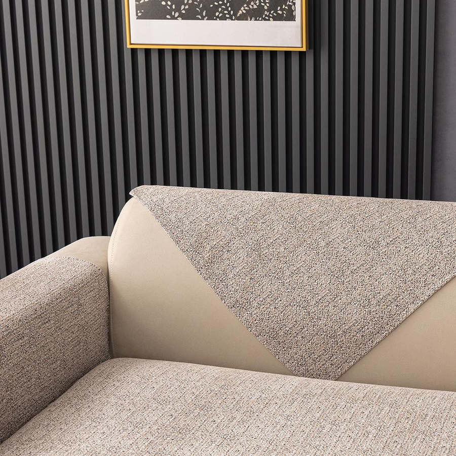 FORTUBI Chenille-Sofakissen in Beige, quadratischer Sofabezug aus Polyester, rutschfest und abnehmbar, B/T/H: 70 x 70 x 70 cm - Bild 2