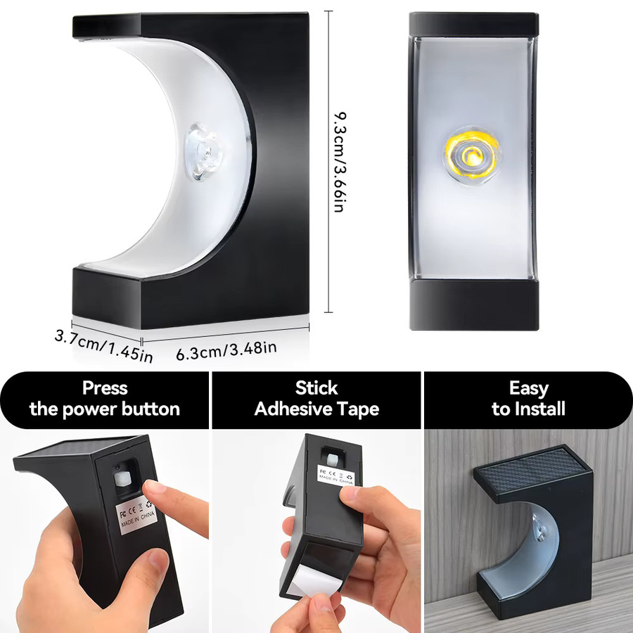 Burhui Solar Treppenleuchten Outdoor LED mit IP65 Wasserdichtigkeit und Dämmerungssensor, Warmweiß, Schwarz - Bild 5