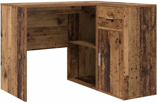 vidaXL Eckschreibtisch mit Tür in Altholz-Optik, braun, B/T/H: 102 x 50 x 75 cm - Bild 1