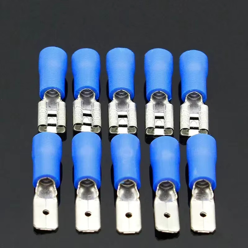 ELECAPITAL Crimp-Anschluss Set mit 100 Stück (50 Paar) in Blau, isolierte Spatenstecker mit 4,8 mm Durchmesser, männlich und weiblich für elektrische Verkabelungen - Bild 3