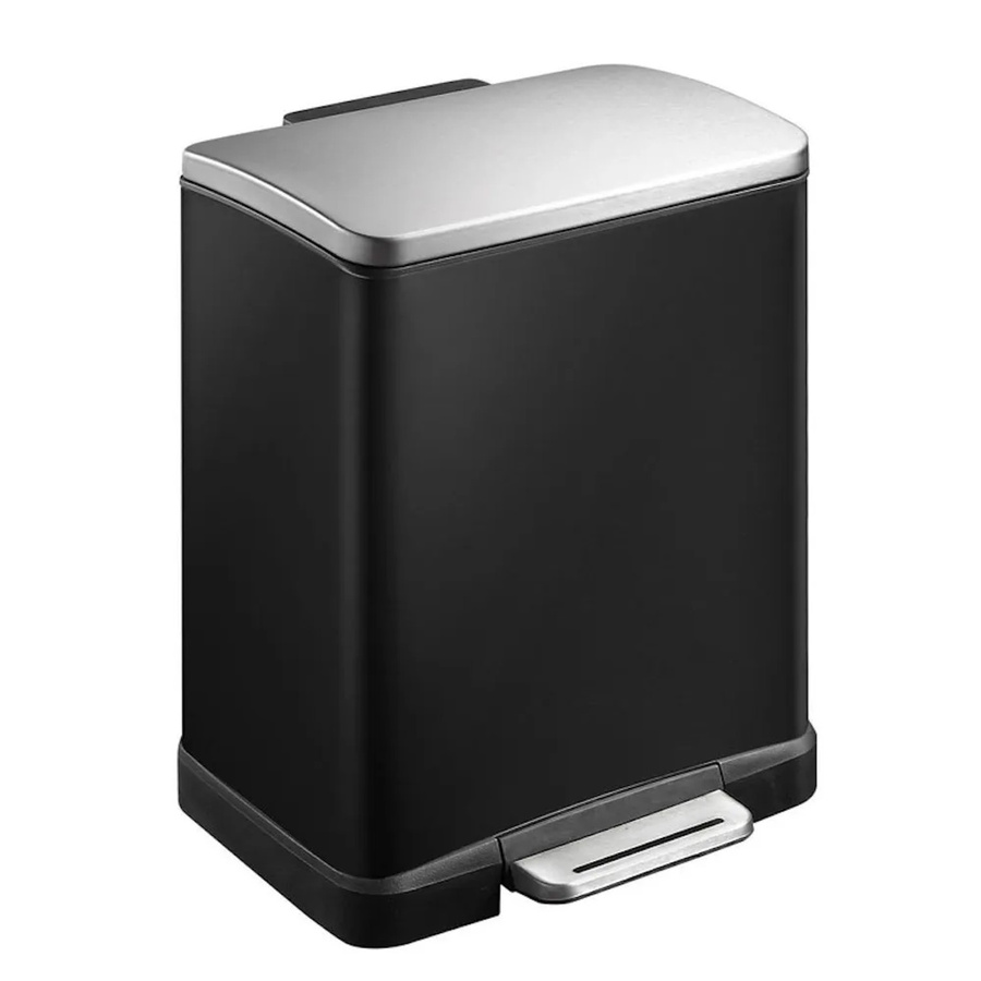 PROREGAL Treteimer Schwarz mit Edelstahldeckel und 2 Inneneimern, H x B x T: 44,6 x 36,6 x 31,9 cm - Bild 2