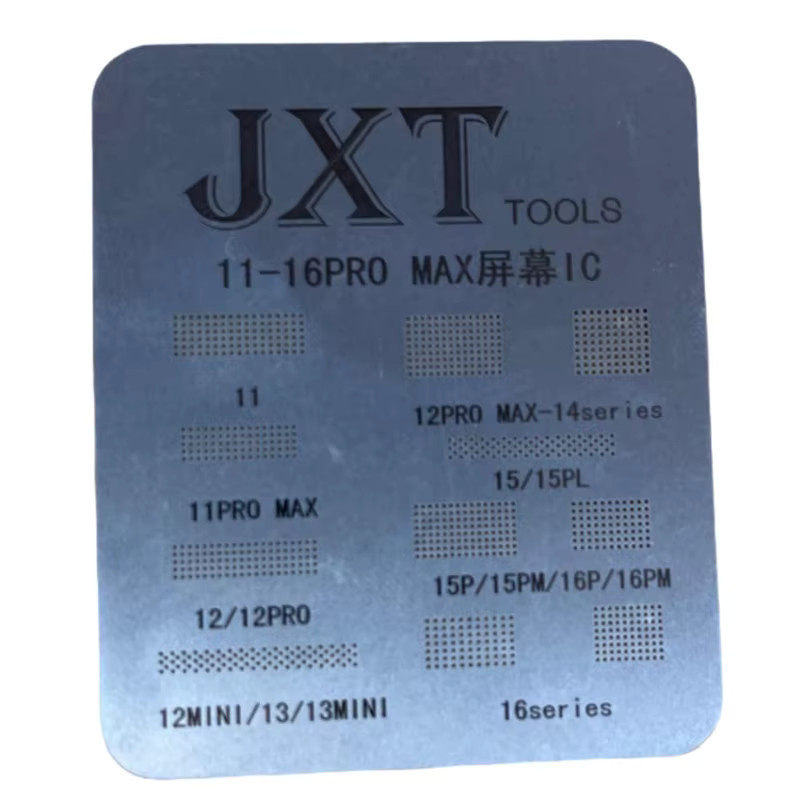 Universelle Stahlnetz-Schablonen für iPhone 11 bis 15 Pro Max zur LCD-Display IC-Reparatur und BGA-Reballing in Silber - Bild 1