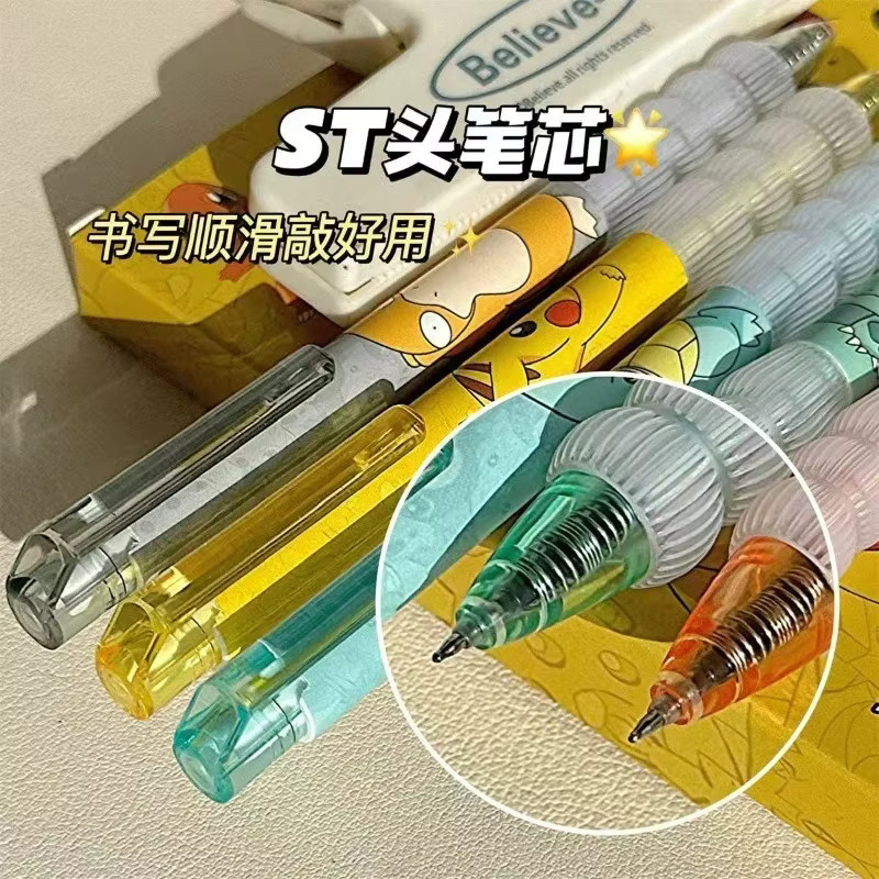 Bandai Pokémon Gelstifte Set mit schwarzer Tinte, 10 Stück, bunte Motiv-Klickstifte für Schule und Lernen - Bild 4