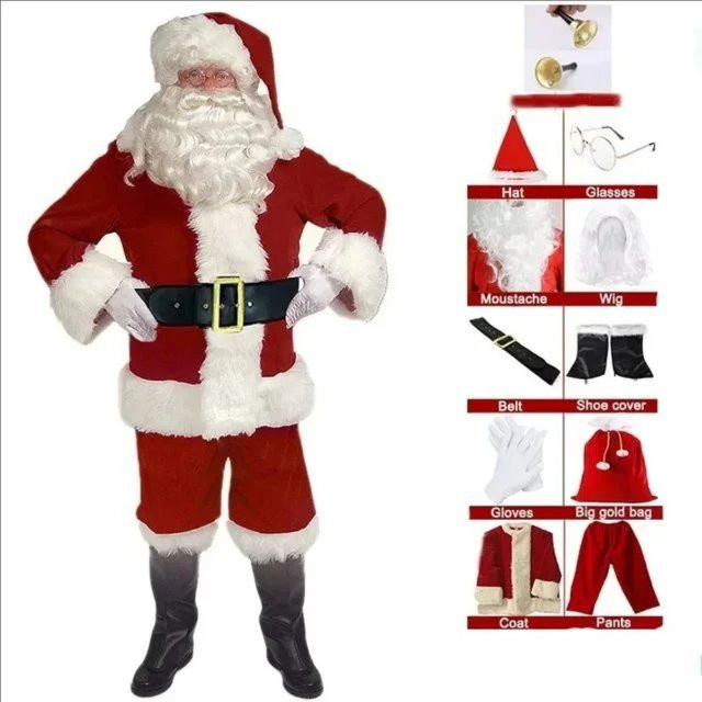 Hangchen Family Weihnachtsmann Cosplay Kostüm, Rot, Unisex, Set / Bundle - Bild 1