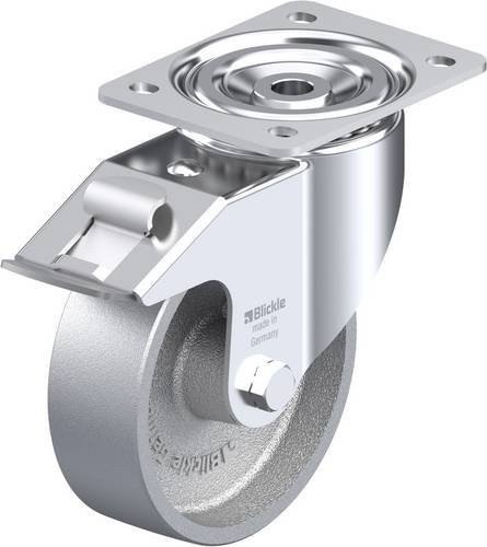 Blickle Lenkrolle LI-G 150G-FI mit Feststeller, Rad-Durchmesser: 15 cm, Tragfähigkeit: 350 kg, Farbe: Silber/Blau - Bild 1