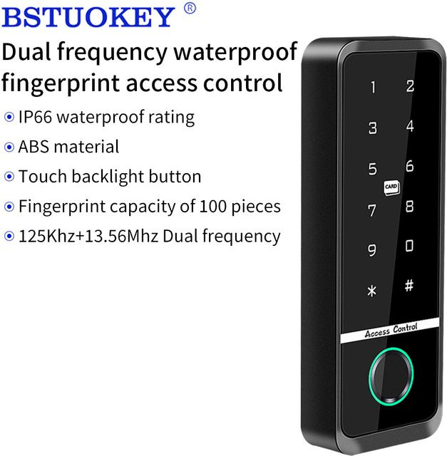 LUCKING DOOR Biometrisches Zugangskontrollsystem in Schwarz mit Fingerabdruck, RFID, IC-Tastatur und IP66 Touchscreen-Panel - Bild 1