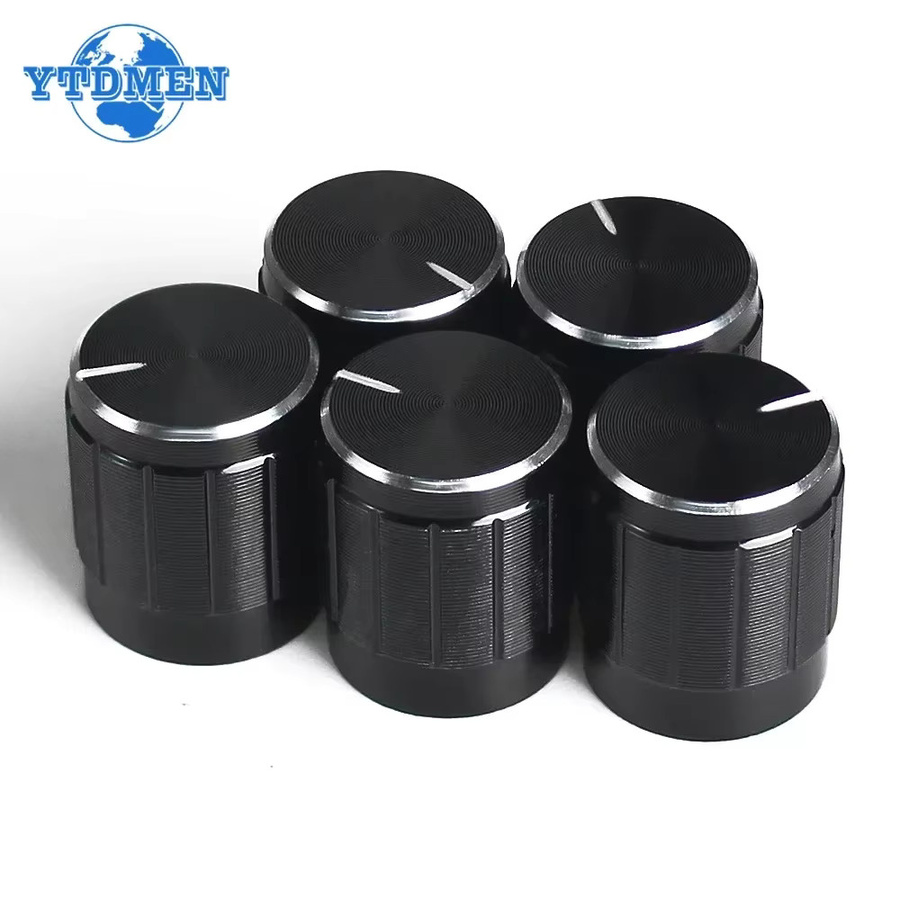 YTDMEN Potentiometer-Knopfkappen aus Aluminiumlegierung in Schwarz, 5 oder 10 Stück, für Drehschalter-Lautstärkeregler, 6 mm Achse, B/T: 15 x 17 mm - Bild 2