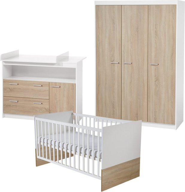 roba Kinderzimmerset Gabriella in Weiß inklusive Babybett mit Breite: 70 cm, Länge: 140 cm, Wickelkommode und 3-türigem Schrank - Bild 1