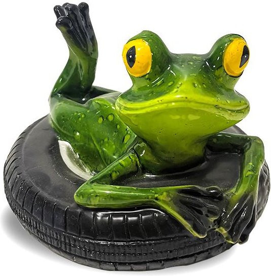 Niedliche schwimmende Froschstatuen aus Harz in Grün für die Gartendekoration im Teich - Bild 1