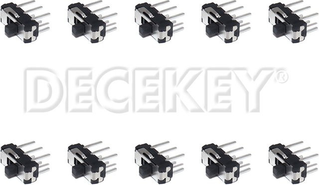20 Stück DECEKEY MSS22D18 Miniatur-DIP-Schiebeschalter 2P2T 6-polig in Schwarz mit 2 mm hohem Griff - Bild 1