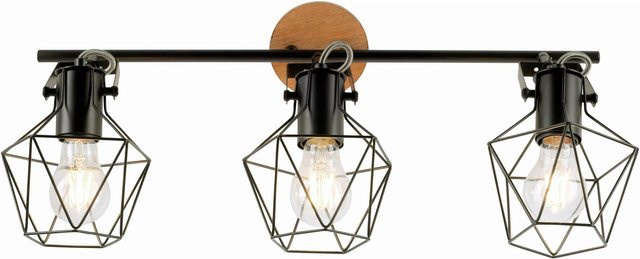 Just Light. Wand- und Deckenleuchte Jaro 3-flammig in Holz-Natur und Schwarz - Bild 1