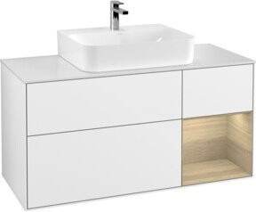 V&B Waschtischunterschrank Finion mit Wandbeleuchtung, Weiß lackiert, Breite: 120 cm, Höhe: 50,1 cm, Tiefe: 50,1 cm - Bild 1