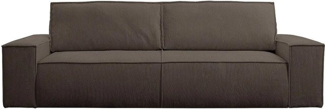 Vente-unique Schlafsofa Amelia in Braun mit Cord-Bezug und Armlehnen, Breite: 257 cm - Bild 1