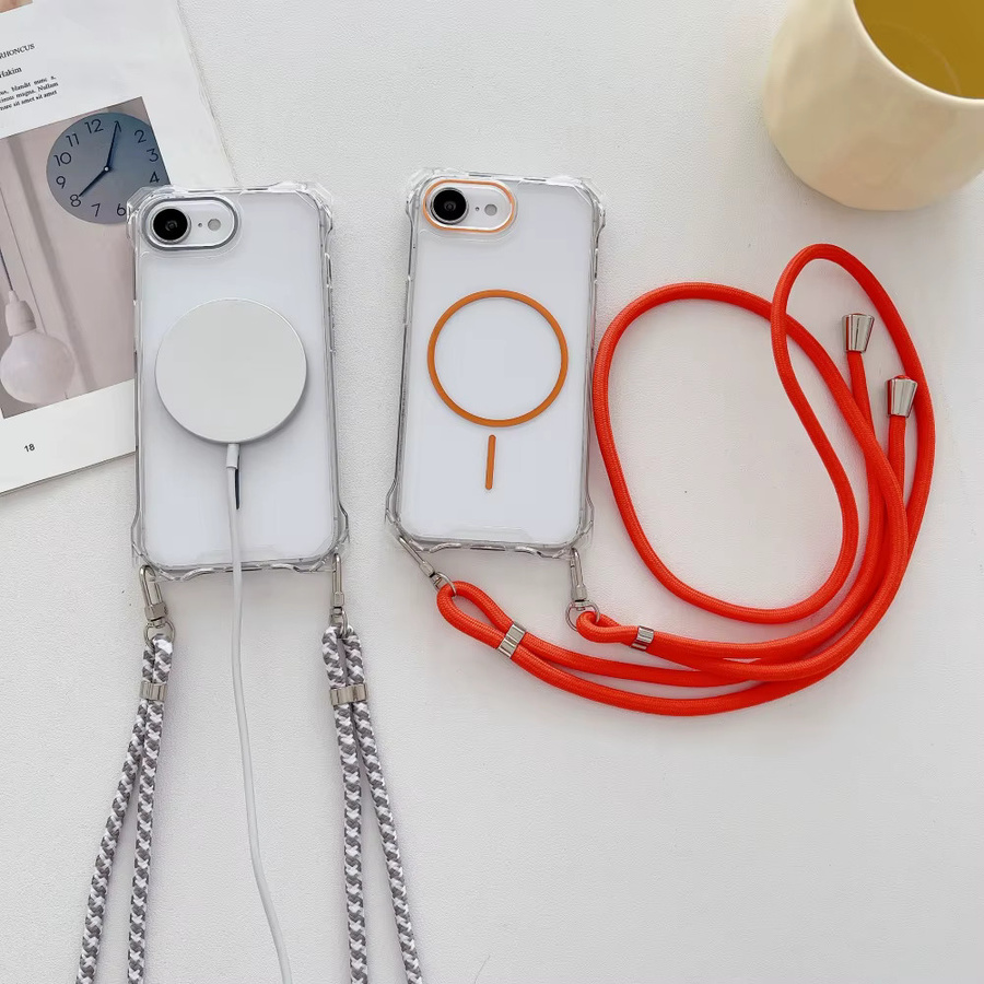 Crossboby Magnetische Transparente Hülle mit Lanyard und Schnur für iPhone 16 15 14 13 12 Pro Max Plus, Pink, MagSafe kompatibel - Bild 3