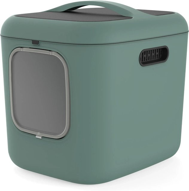 Rotho Katzentoilette Biala XL aus recyceltem Kunststoff in Mistletoe Green und Weiß, B/T/H: 61,4 x 49,9 x 57,6 cm - Bild 1