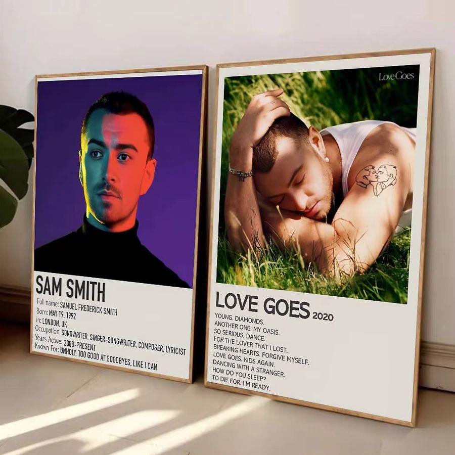 Sänger S-Sam S-Smith Poster Hochauflösender Kunstaufkleber Selbstklebend und Wasserfest zur Heimdekoration B: 40 cm, H: 20 cm, T: 15 cm - Bild 4