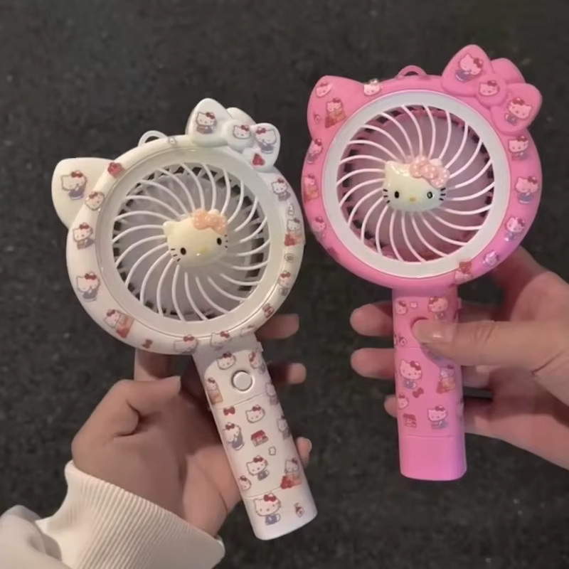 Bandai Hello Kitty Mini-Ventilator mit Licht, Tragbarer USB-Handventilator in Weiß - Bild 3