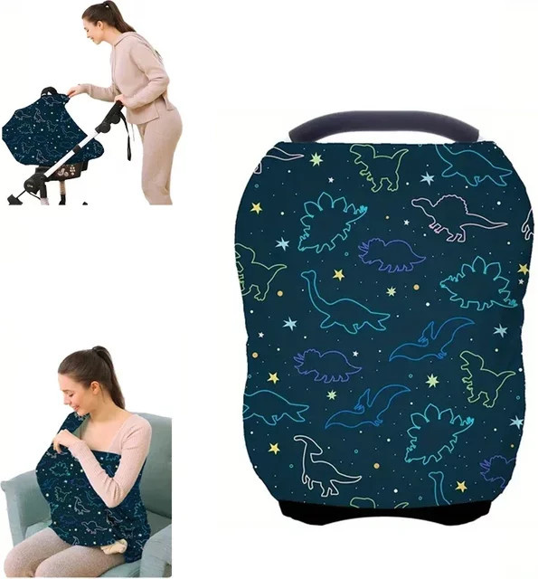 Vielseitige Stillabdeckung in Blau für Baby-Autositz, Kinderwagen, Hochstuhl und Einkaufswagen - Bild 1