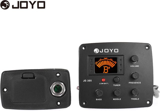 JOYO JE-305 Akustikgitarren Piezo Pickup Vorverstärker mit 4-Band EQ, Tuner und LCD Display in Schwarz - Bild 1