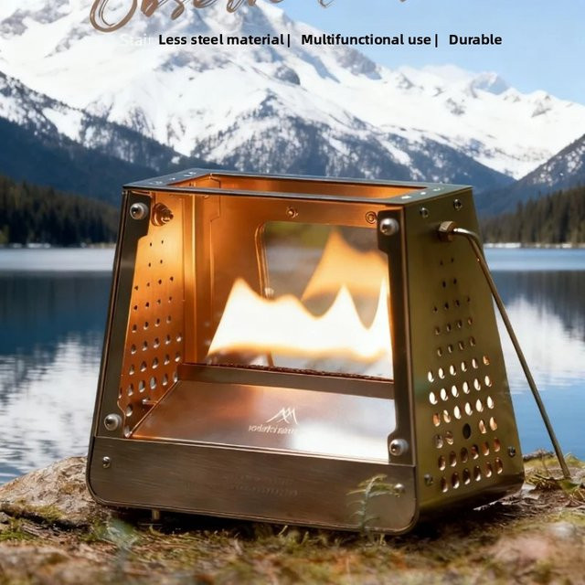 MOUNTAINHIKER Mini-Betrachtungsofen für Outdoor-Camping aus Edelstahl in Silber - Bild 1