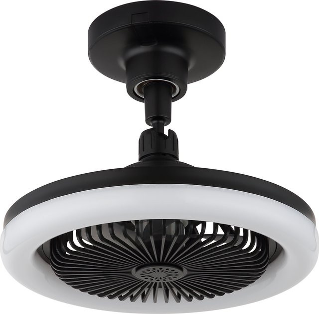 GLOBO Lighting Deckenventilator LIDEA in Mattschwarz mit Opal-Element, Fernbedienung und Timer, Höhe: 21,7 cm, Durchmesser: 25,8 cm - Bild 1