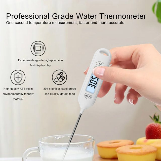 Aideepen Digitales Lebensmittelthermometer mit Digitalanzeige für Barbecue und Küche, Messbereich -50 ℃ bis 300 ℃, Orange-Weiß - Bild 1