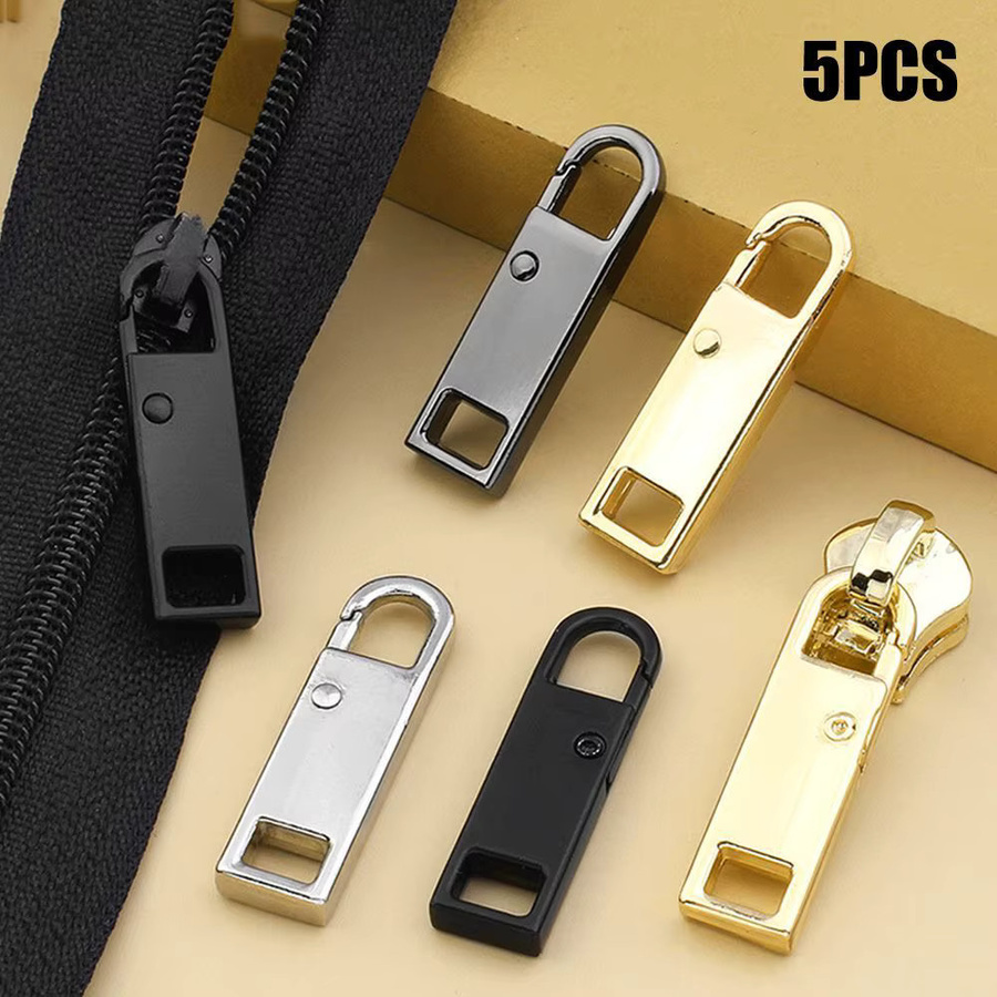 5er Set Metall Zipper Reparatur Kit mit abnehmbaren Zipper Köpfen in Gold und Multicolour für Reisetaschen und Schnallen - Bild 3