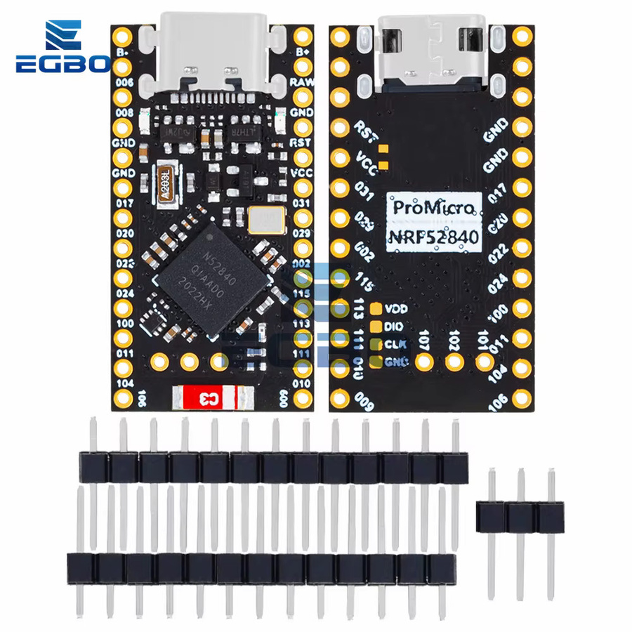 NRF52840 Nano V2.0 Entwicklungsboard mit Bluetooth, IPEX-Antennenbasis und USB-C Charging Management in Schwarz - Bild 3