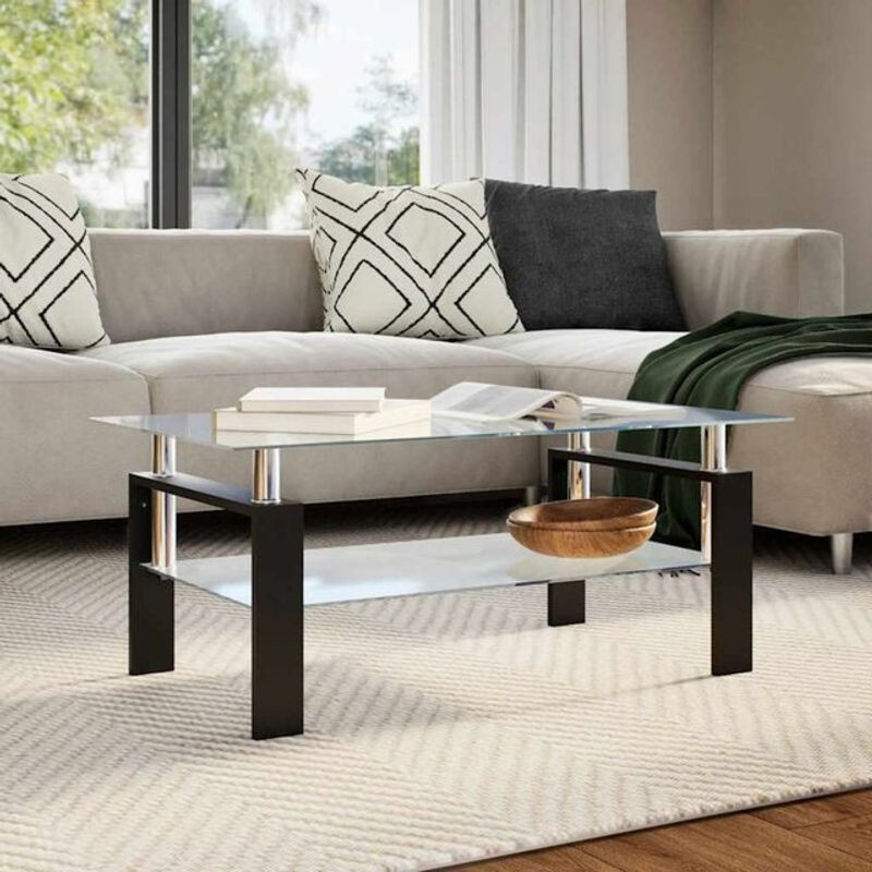 VIDAXL Modern Couchtisch Grau Transparent aus Hartglas B/T/H: 95 x 55 x 40 cm - Bild 1