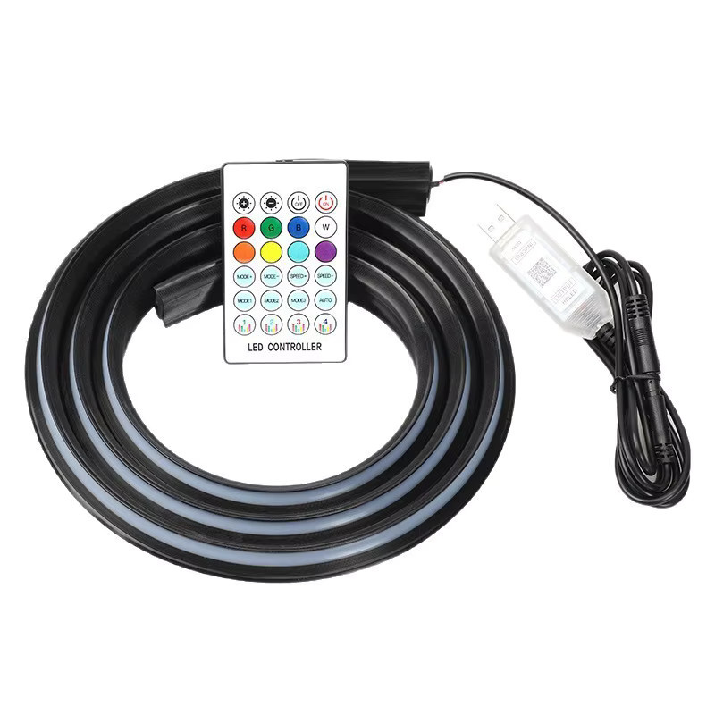 RGB LED Auto-Atmosphärenlicht mit Fernbedienung und App-Steuerung, USB Plug-and-Play Innenraumbeleuchtung für dein Auto, Schwarz, Länge: 1,5 m - Bild 4