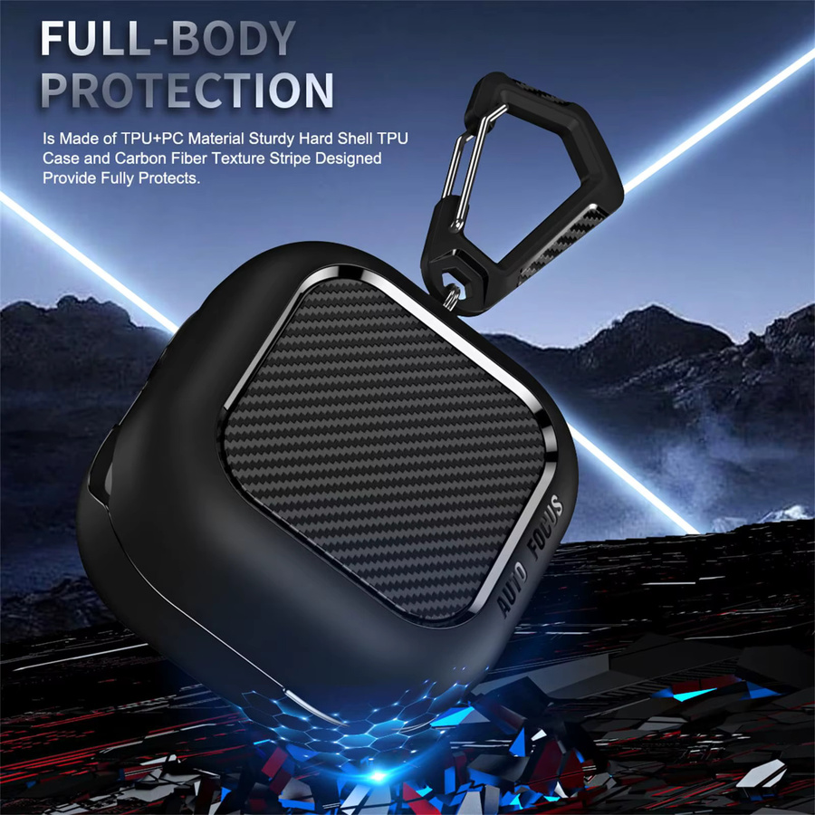 Samsung Galaxy Buds 4 Pro / Galaxy Buds 4 Schutzhülle aus TPU in Schwarz mit Karabiner - Bild 3