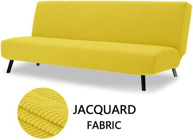 Elastischer Schlafsofabezug aus Polarfleece in Gelb, dehnbarer Couchbezug für armlose Schlafsofas, Größe S - Bild 1