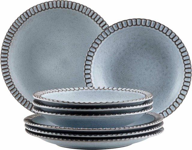 Mäser Teller Set Ida aus Steinzeug in Beige und Blau - Bild 1