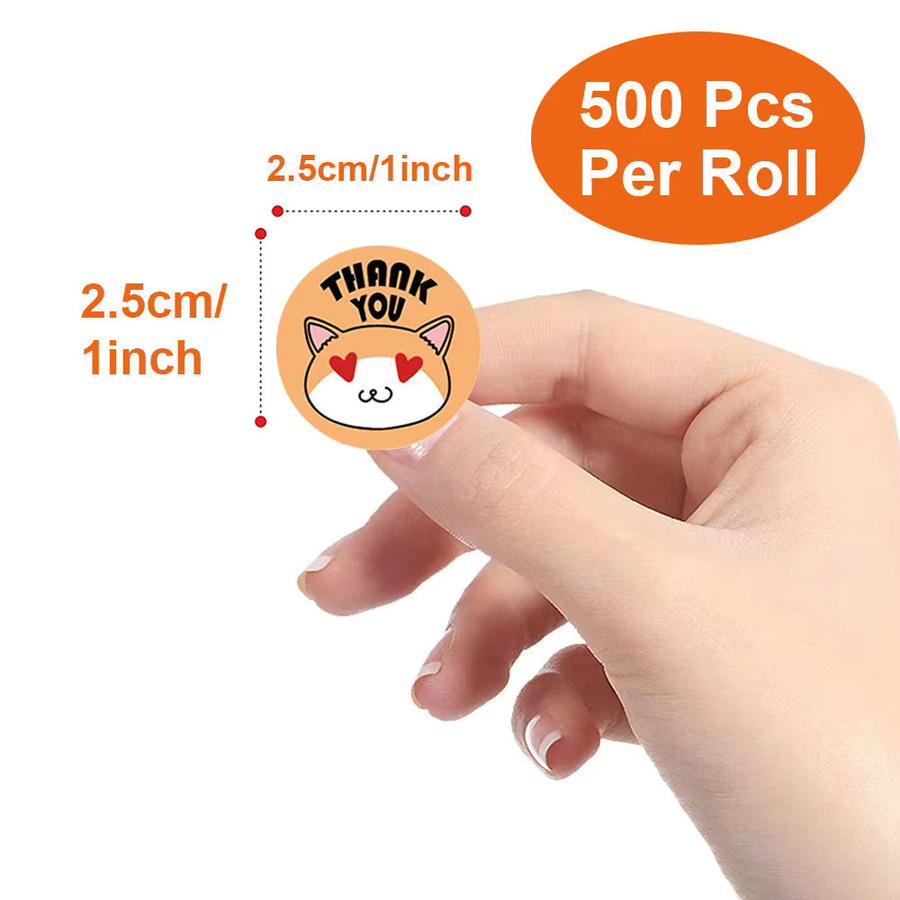 500 Stück Belohnungsaufkleber mit Cartoon-Tieren in Multicolour, Durchmesser: 2,5 cm, zur Dekoration von Geschenken und als Kunstetiketten - Bild 1