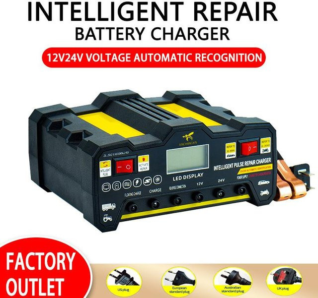 Keep Health Care Autobatterieladegerät 220W mit LCD-Display und intelligenter Impulsreparatur, 12V/24V, Grau - Bild 1