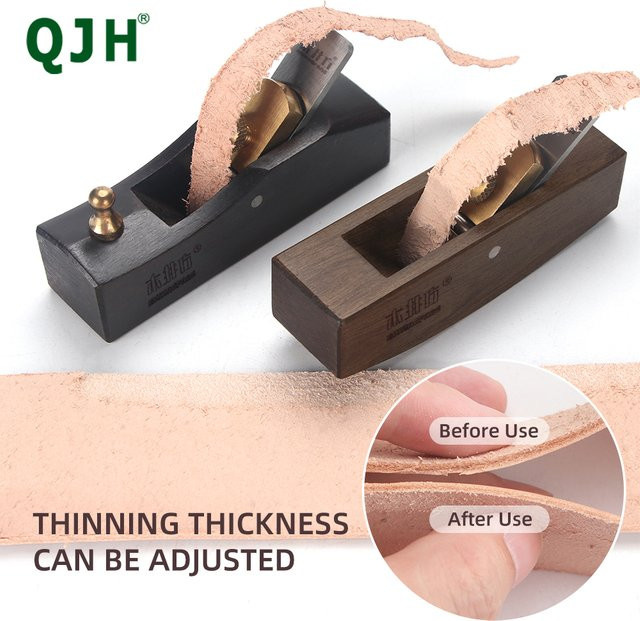 QJH Professioneller ovaler und flacher Lederabstreifer aus Holz für DIY-Lederhandwerk und Ebenholz-Kantenstanze - Bild 1