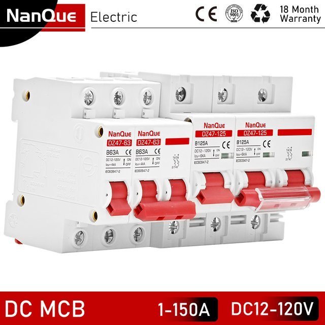 NANQUE DC Leitungsschutzschalter B-Charakteristik für Batterie-Wechselrichter 12–120 V DC, 1–150 Ampere - Bild 1