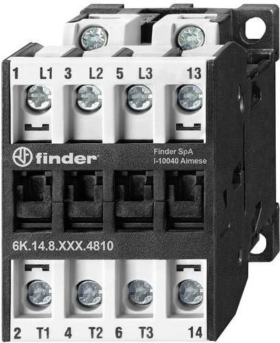 Finder 6K.14.8.024.4718 Industrierelais in Schwarz mit 3 Schließern und 1 Öffner, 7.5kW, 24 V/AC, 18A - Bild 1