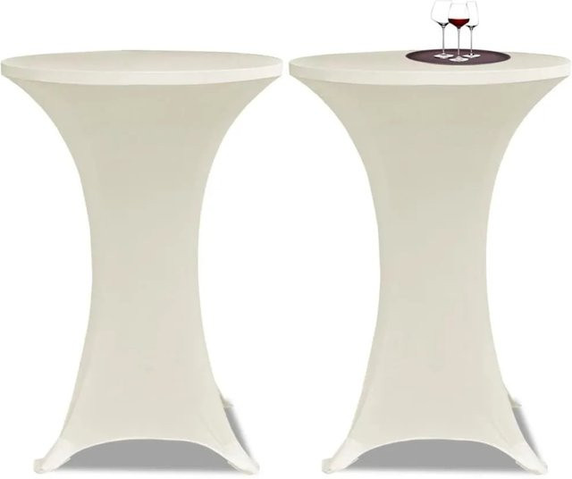 DELUKE 2er Set Stretchhussen für Stehtische in Cremefarben, elastische Tischdecken aus Polyester-Spandex, Durchmesser: 60 cm - Bild 1