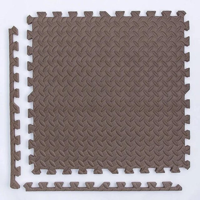 DHDH Puzzle-Fitnessmatte aus EVA-Schaumstoff ineinandergreifende Bodenfliesen braun 20-teilig - Bild 1