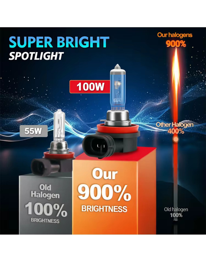 TEENRAM LED Scheinwerfer Lampen Set H8 H9 H11 Xenon Weiß 6000K 100W 2er Pack - Bild 5