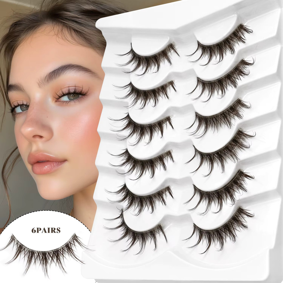 LASVIREY Künstliche Wimpern, Braun, C-Curl, Wispy 3D Faux Mink - Bild 2