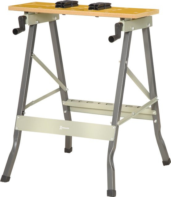DURHAND Klappbarer Arbeits- und Spanntisch mit 4 Spannstiften und Stahlgestell, Grau, B/T/H: 62,5 x 60,5 x 78,5 cm - Bild 1