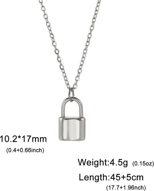 YULIN Halskette Edelstahl, Herzschloss Anhänger, Weiß, Damen, 45-50 cm - Bild 1