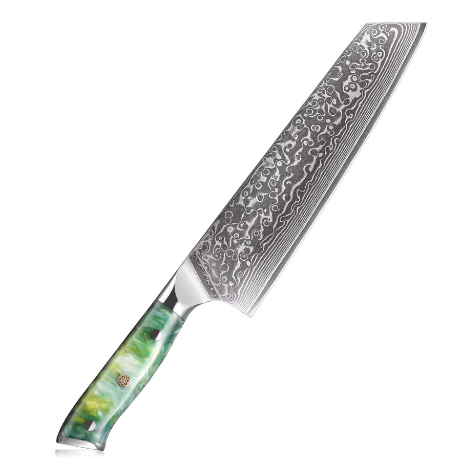 DASHWAY Japanisches Kiritsuke Kochmesser aus Damaststahl mit Harzgriff, 21,59 cm - Bild 7
