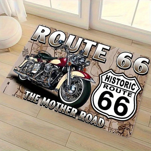 WEN-july Teppich mit Motorradmuster in Grau, rutschfest und maschinengefertigt, B/T: 40 x 60 cm - Bild 1