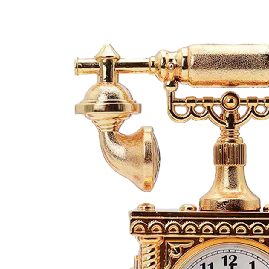 Homyl Retro Telefon Schreibtisch Uhr als dekoratives Ornament im Old Fashion Stil aus Kunststoff, B: 16,0 cm, T: 5,08 cm, H: 18,8 cm - Bild 2