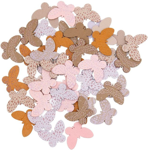 Rico Design Holzstreu Schmetterling Mix in Mauve mit 48 Stück - Bild 1