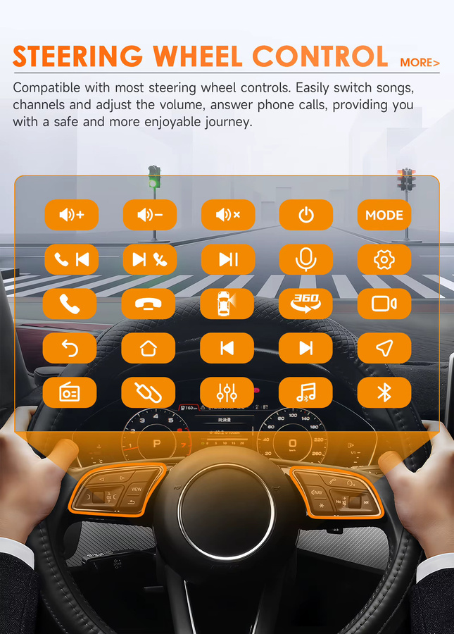 Hizpo 2Din Android Auto Autoradio für Volkswagen UP 2017 - 2023 mit 9 Zoll Display, 4G, Bluetooth, GPS, Carplay und 360 Grad Kamera, Schwarz - Bild 4
