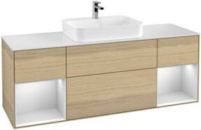 V&B Waschtischunterschrank Finion in Weiß mit Eichenregal, B/T: 160 x 50,1 cm - Bild 1